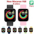 Смарт-часы Macaron Y68 8 цветов для мужчин и женщин, фитнес-трекер, Смарт-часы с пульсометром, Bluetooth наручные часы для Android IOS