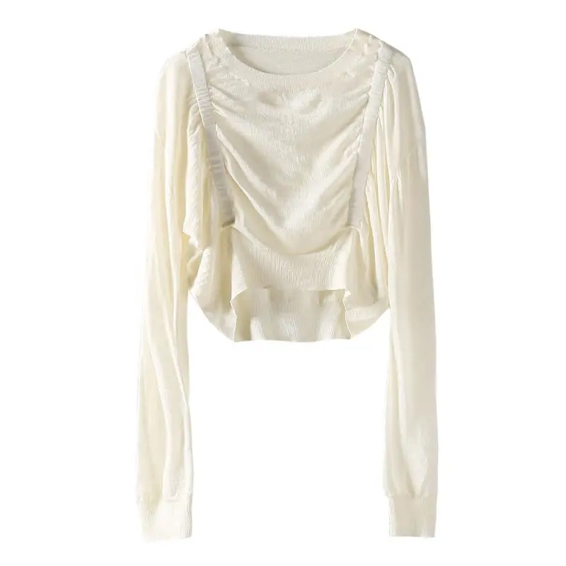 

XITAO Thin T Shirt Fashion New Women Sexy Style 2021 Summer Full Sleeve Goddess Fan Casual Style Loose Tee Pleated Top GCC4481