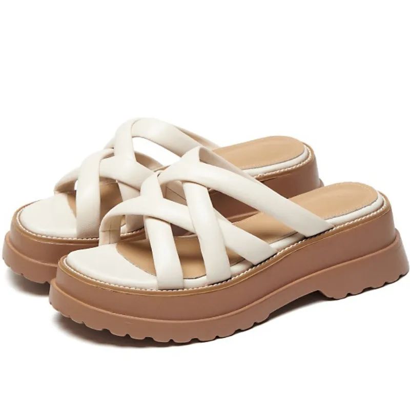 

Fanyuan 2021 Newest Women Wedge Slippers Rome Platform Hollowing Casual Comfortable Summer Women Mother Peep Toe Soft Shoes