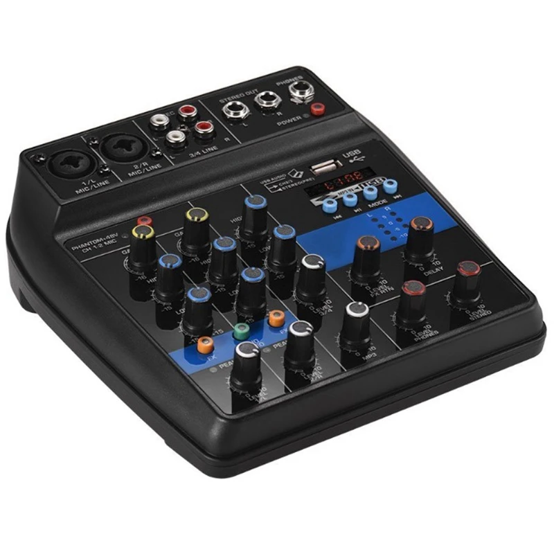 Portable Bluetooth A4 Sound Mixing Console Audio Mixer Record 48V Phantom Power Effects 4 Channels With Usb(Eu Plug) | Электроника