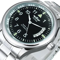 winner classic mens watches top brand luxury watch for men mechanical wristwatches stainless steel strap clock calendar business