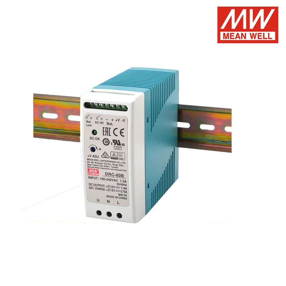 Original MEAN WELL DRC-60B 27.6V 1.4A 60W UPS DIN Rail Security Industry or Battery Systerms Switching Power Supply