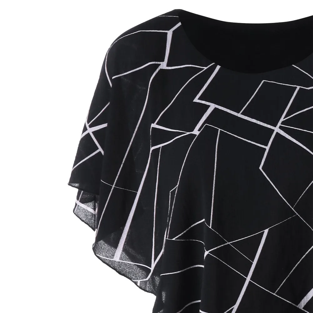 Женское модное платье с принтом шифоновое облегающее мини круглым вырезом и