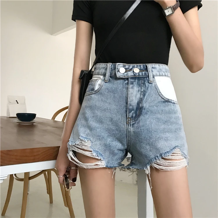 Han edition/джинсовые шорты с потертостями и неровными краями | Женская одежда