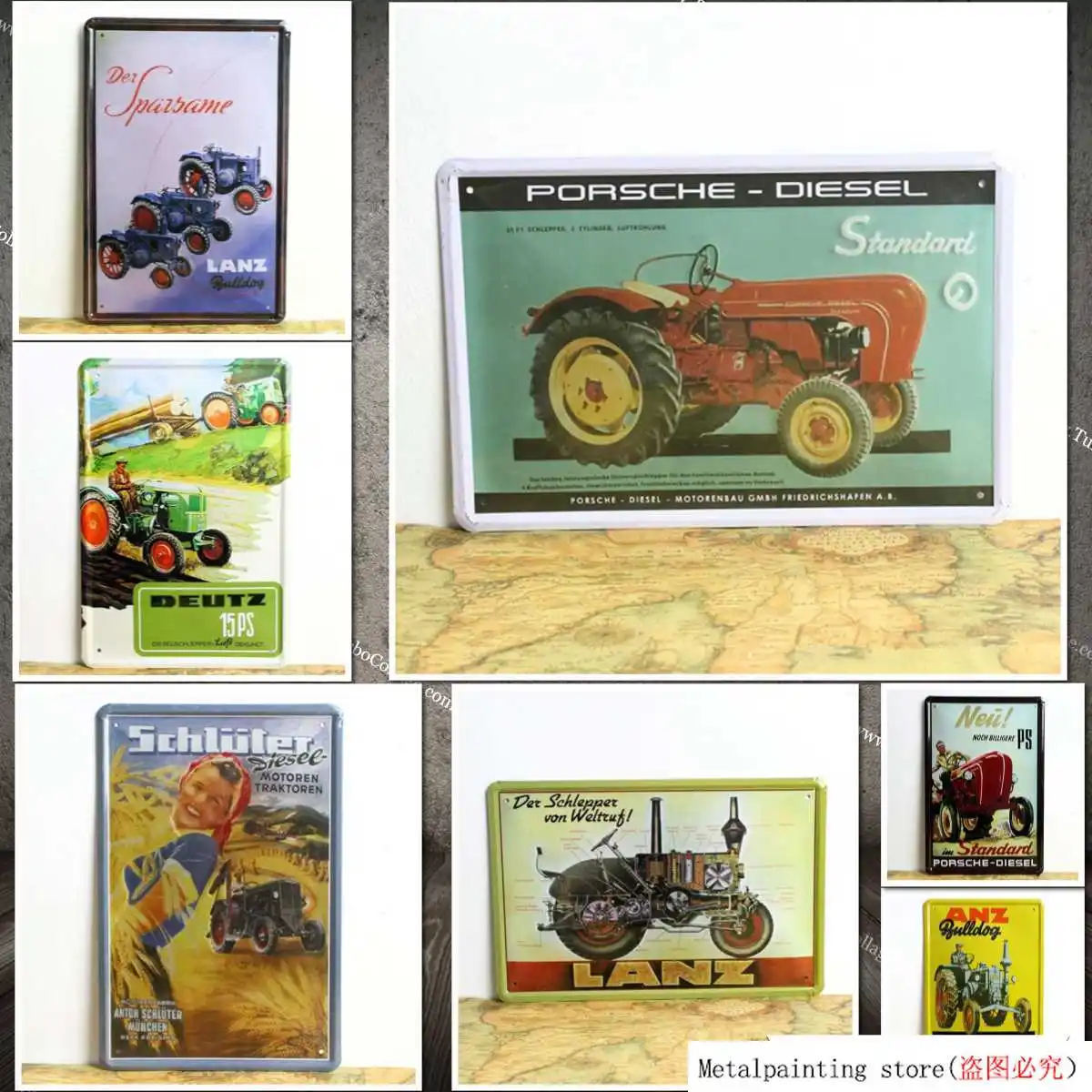 LANZ трактор Винтаж металлический Краски знаки олова носить шик Жесть железная