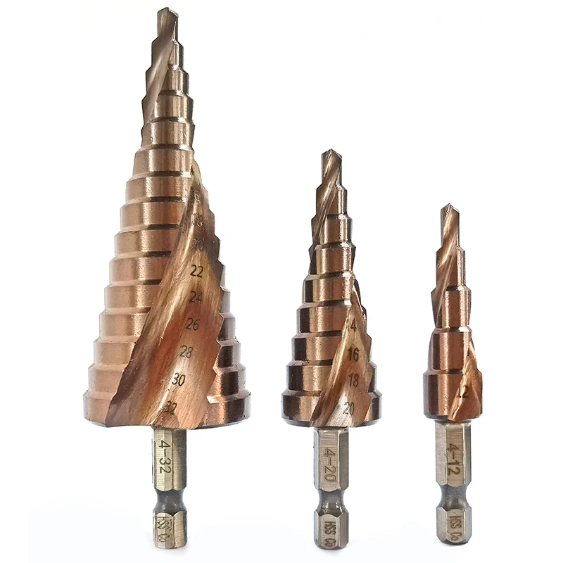 

Набор кобальтовых ступенчатых сверл M35, конические фрезы 4-12/4-20/4-32 мм, набор быстрорежущих сверл, спиральный паз, шестигранный хвостовик для ...