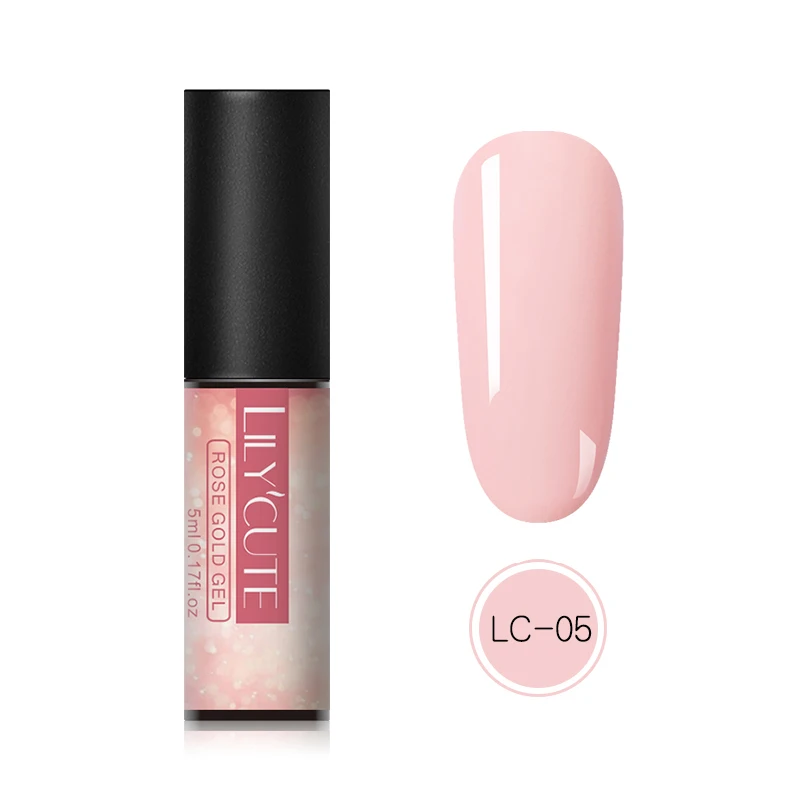 LC-05 LILYCUTE розовый золотой УФ-Гель-лак 5 мл замачиваемый Блестящий лак для ногтей замачиваемый Сияющий УФ-гель долговечный гель для дизайна ногтей - Цвет: LC-05