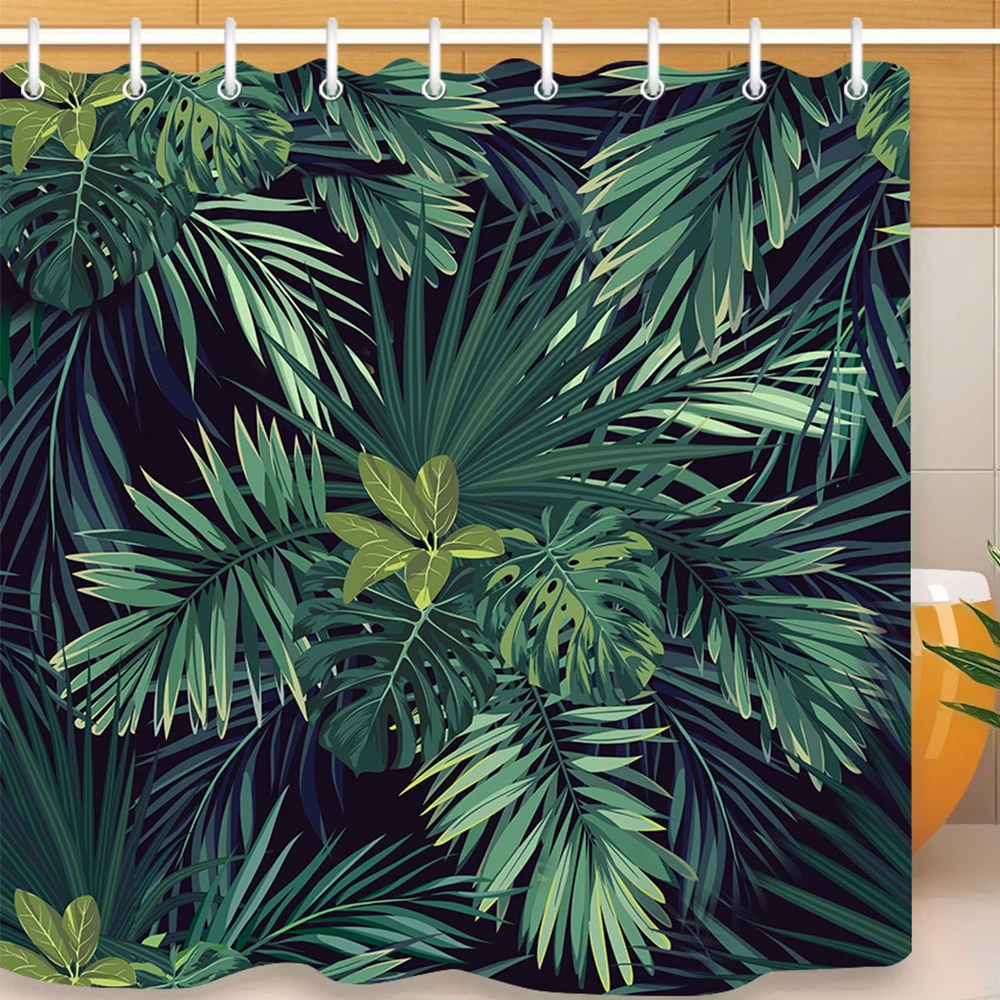 Занавеска для душа с банановыми листьями водонепроницаемая занавеска ванной