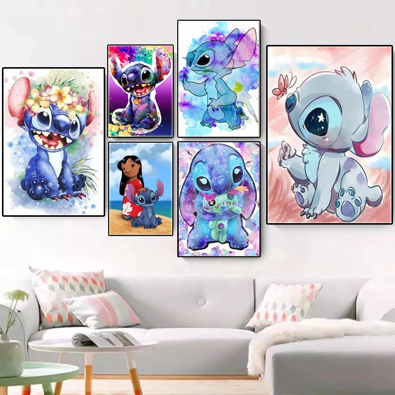 

Disney Cartoon Stitch Posters Interstellar Baby Canvas Paintings Print Nursery Wall Art Pictures for Living Room Decor Cuadros