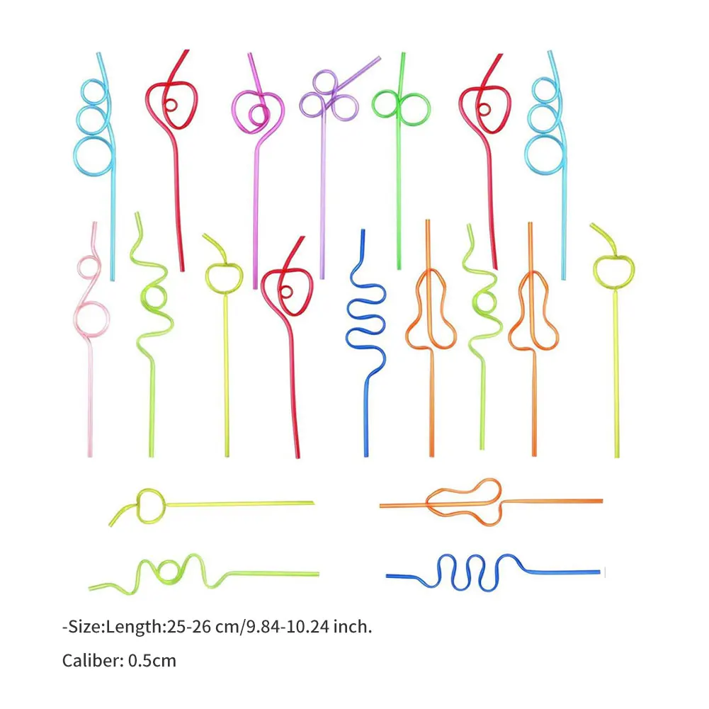 

20PCS Colorful Disposable Straw Plastic Drinking Loop Twist Silly Flexible Straw Kid Party Bar Drinking Accessories Random Color