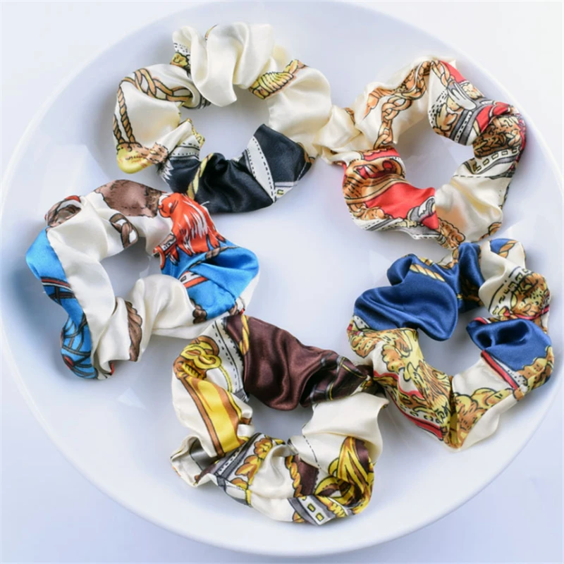 

1Pcs Fashion Women Elastic Hair Bands Ponytail Holders Print Scrunchies Hair Ties Hair Accessories New Arrival