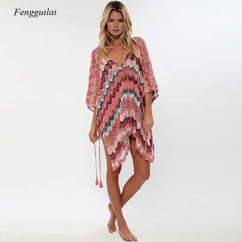 

Oversized Crochet Beach Dress with Multi-Color Covering Sarong Beach Coat Outerwear Swimsuit Covering Skirt Beach Bikini Coverin