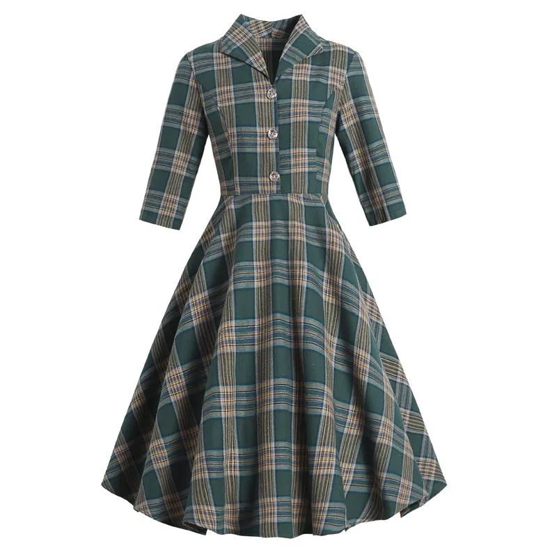 

Женское платье-туника средней длины, с рукавом 2021, в шотландскую клетку