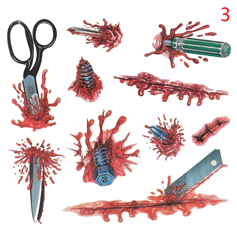 

1PC Reality Vampire Blood Scar spider Sticker Tattoos Tool 3D Halloween Waterproof Temporary Tattoos