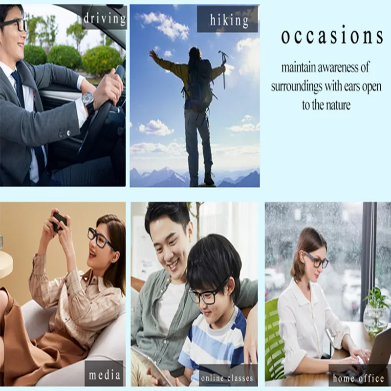

1pc New Smart Glasses Wireless Bluetooth 5.0 Hands-Free Calling Music Audio Sport Headset Eyewear Intelligent Eyeglasses