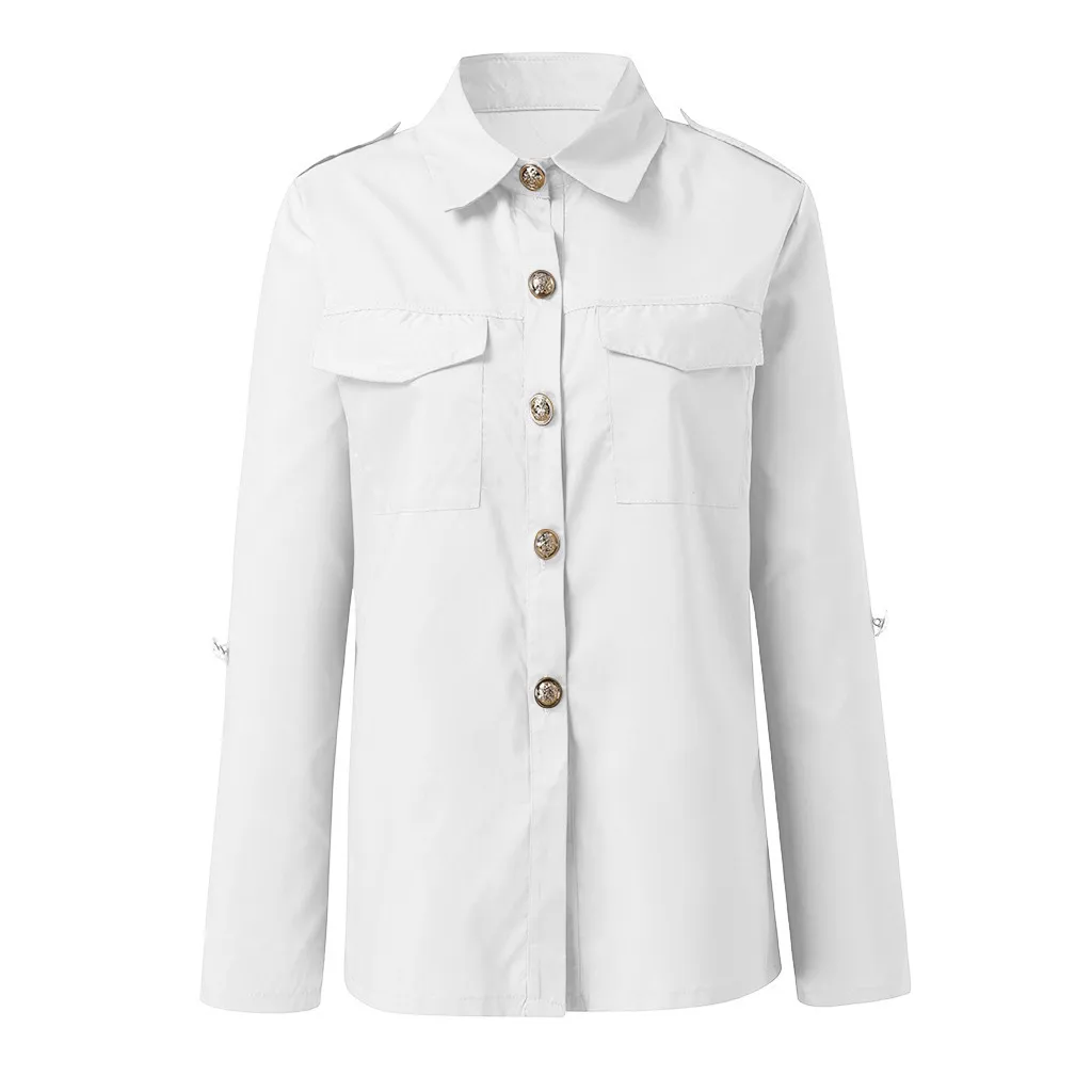 Женская блузка с длинным рукавом на пуговицах | одежда