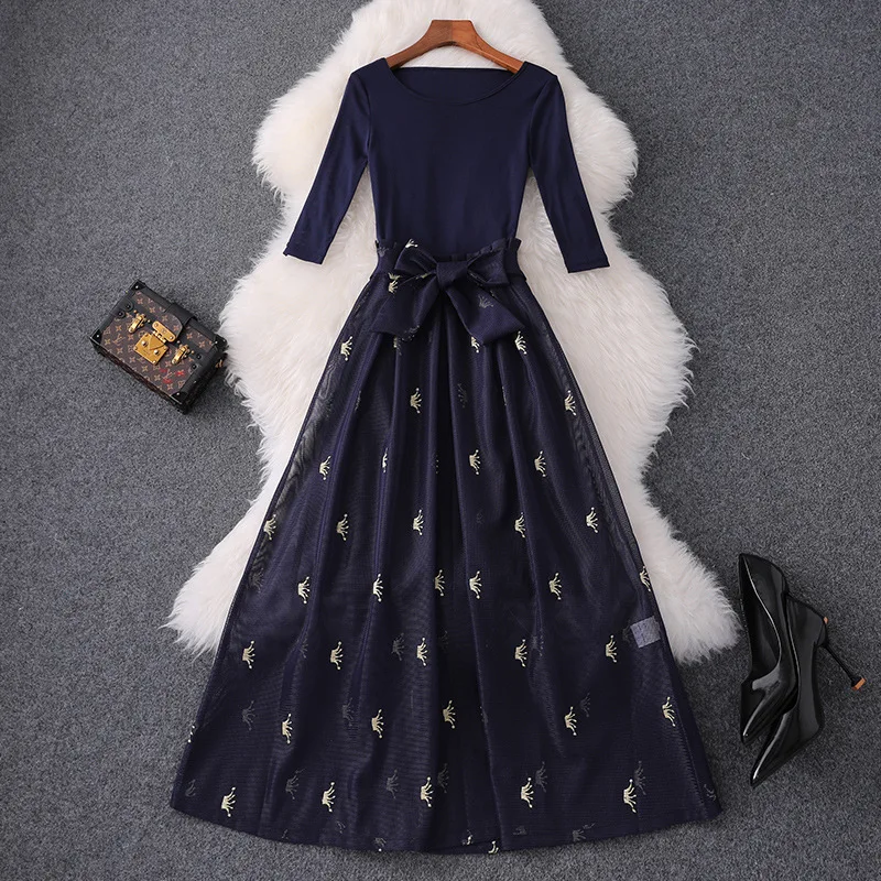 

Новинка весна-лето и осень 2021 облегающая трикотажная одежда с рукавом до локтя и тюлевой юбкой комплект из двух предметов осенняя одежда дл...