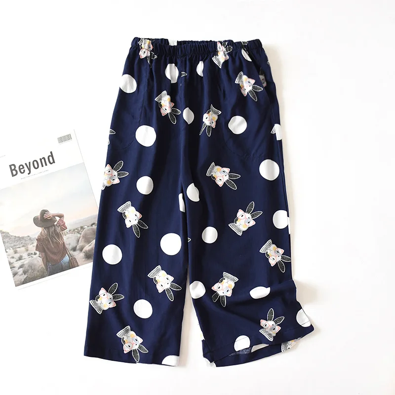 Летние свободные брюки длиной до икры прохладная дышащая хлопковая ночная