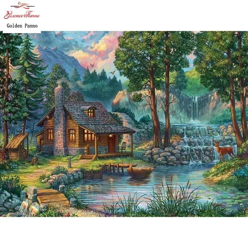 2020 village 5D Diamond painting Riverside Diamond Mosaic home decor