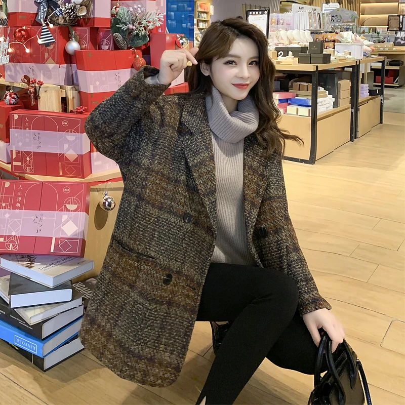 Пальто женское твидовое шерстяное Осень-зима | Женская одежда