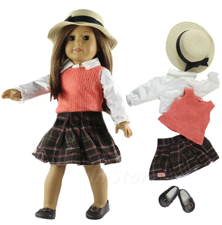 1 Set Doll Clothes Outfit Top+vest+skirt for 18 inch American Many Style Choice | Игрушки и хобби