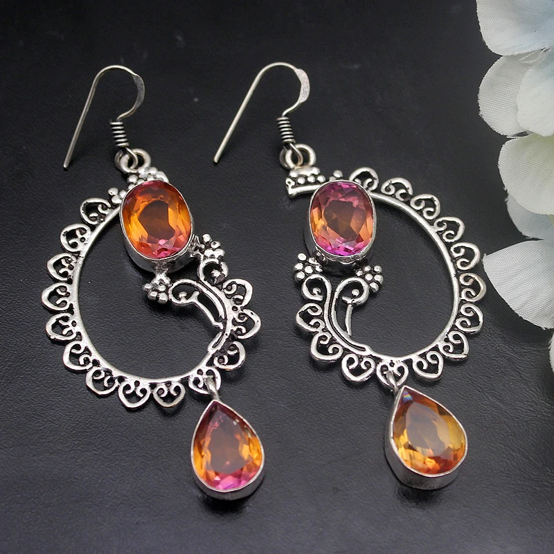 

Hermosa винтажные удивительные дихроические стеклянные новые серьги для женщин 2 7/8 дюйма A849