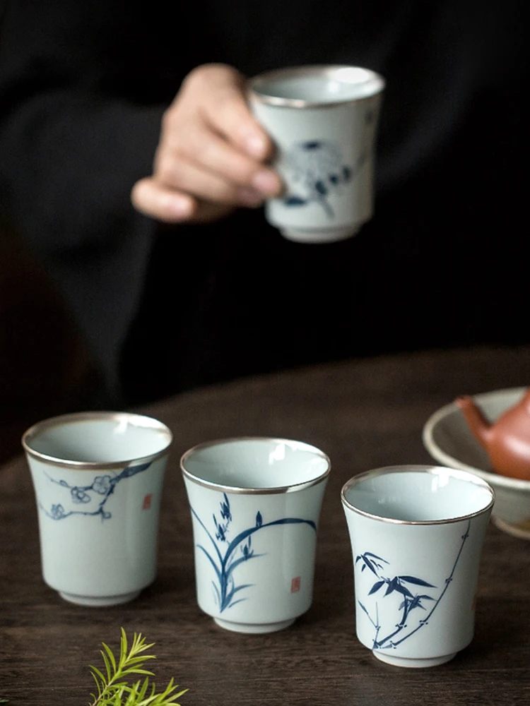 Сине-белая фарфоровая чайная чашка Цзиндэчжэнь выделенная одинарная Kombucha