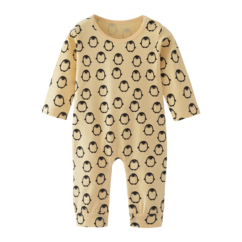 Модный милый костюм для новорожденных мальчиков Комбинезон с принтом пингвина