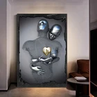 Металлическая статуэтка, Картина на холсте, романтические пары, фотообои и принты, современный декор для гостиной и дома