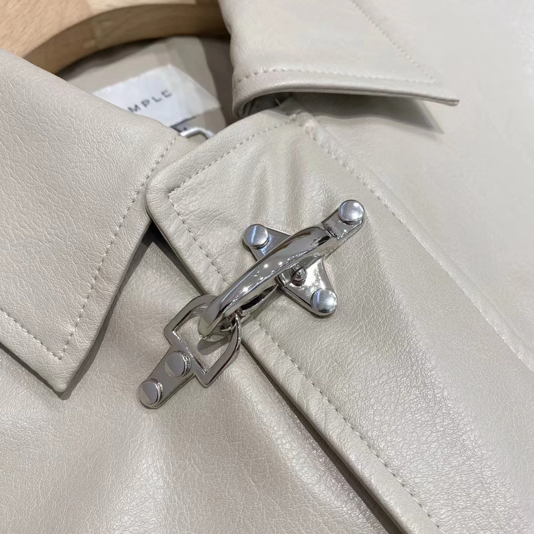 

Мужская куртка из искусственной кожи, осенняя мужская куртка с металлической пряжкой, британская кожаная куртка, Высококачественная кожан...