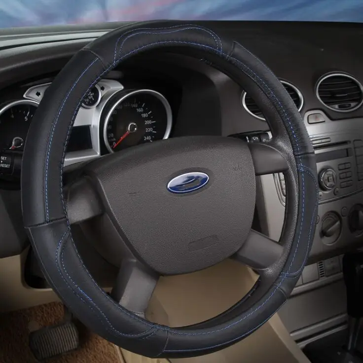 

Чехол рулевого колеса автомобиля противоскользящие тисненые аксессуары из искусственной кожи для стайлинга автомобиля