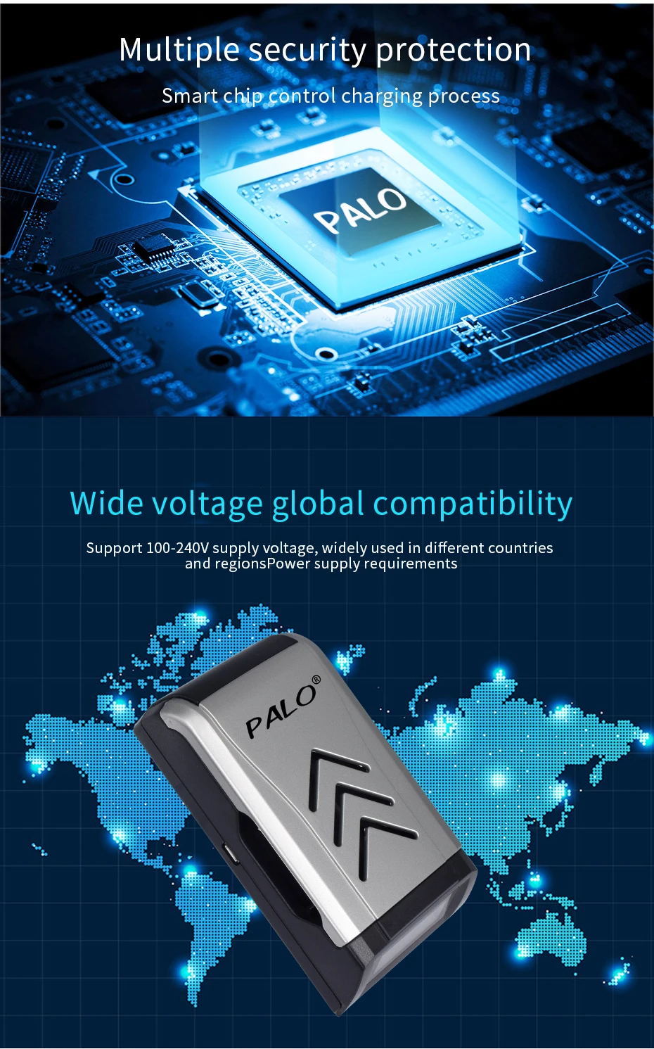 PALO Быстрая зарядка ЖК-дисплей умное зарядное устройство USB 4 слота для аккумуляторной батареи 1,2 в nicd nimh AA AAA aaa зарядное устройство