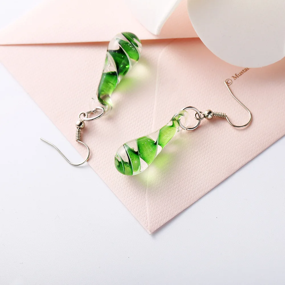 Новая мода Спираль цветок стекло барокко искусство Lampwork капли воды крюк вечерние