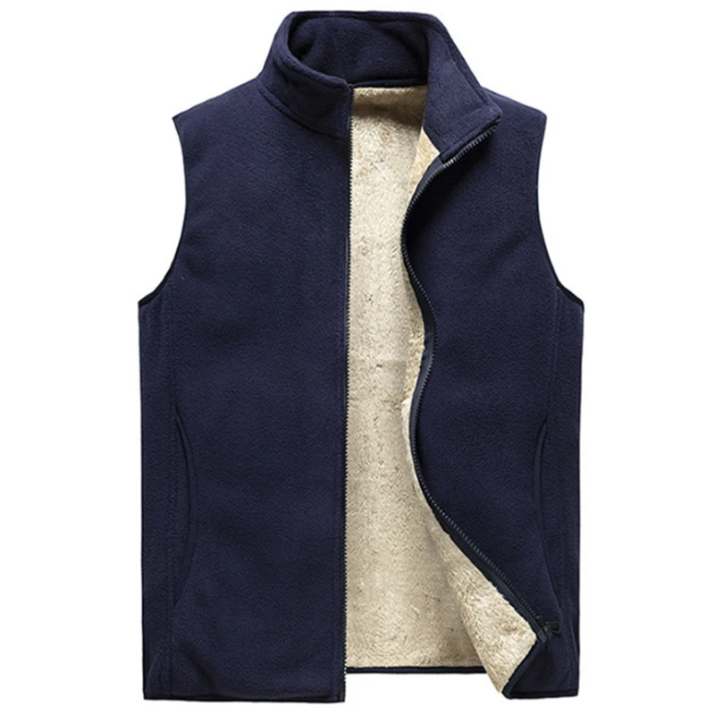 

2021 Newest Men's Vest Autumn Winter Fleece Solid Color Waistcoat Casual Zipper Men Jacket Sleeveless Vest Oversize 8XL