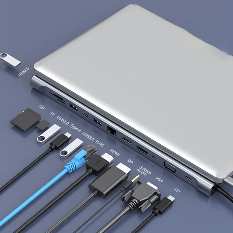 online Usb Tipo C Para Hdmi Hub Rj45 Sd/tf Pd 100w Usb Divisor Acessórios Do Computador Dp Rede Docking Station 12 Em 1 Tipo C Hub