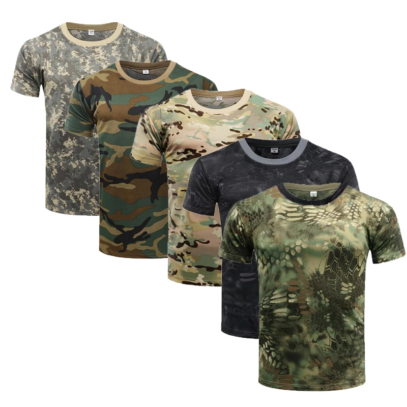 

Summer Men's T-shirt Quick-Drying Camouflage T-Shirt Short-Sleeved T-shirt Outdoor Military Tactical Combat Fitness Hiking T-shi