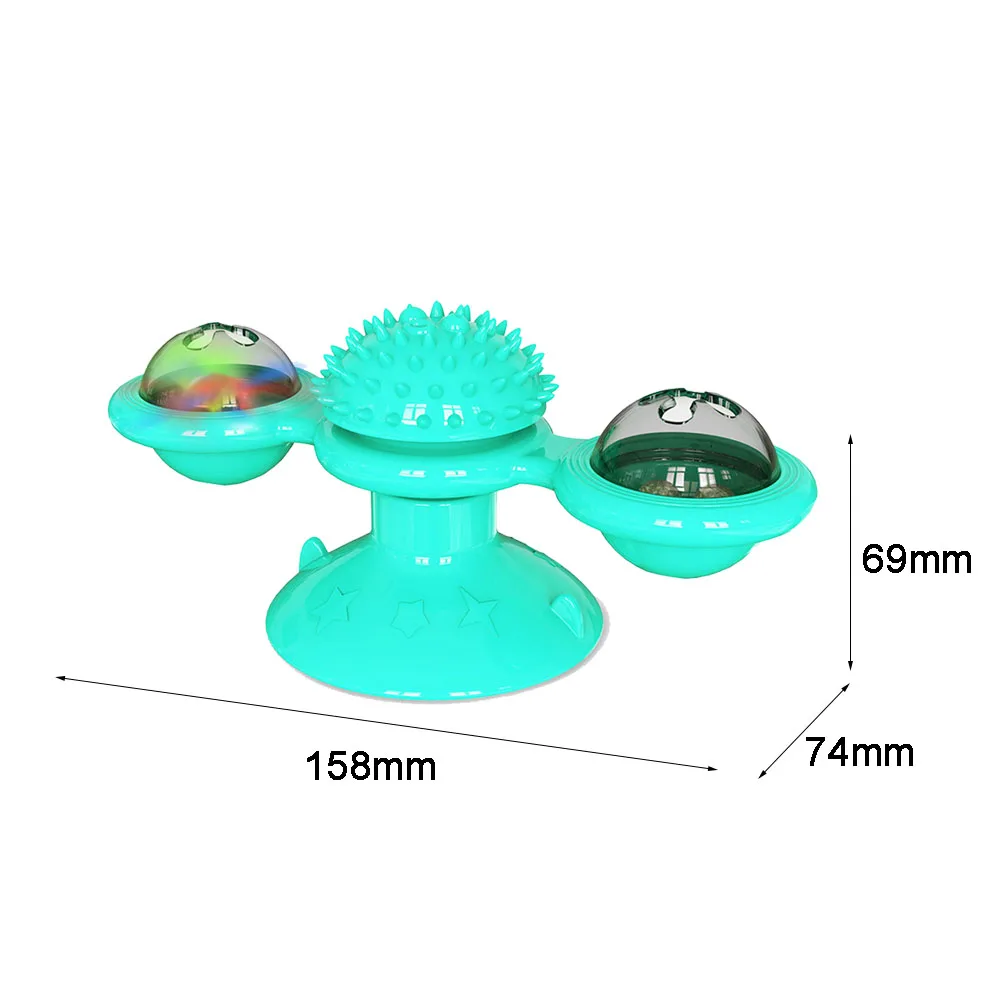 

Cat Windmill Toy Interactive Portable Scratch Hair Brush Grooming Shedding Massage Suction Cup Catnip Cats Puzzle Training Toy