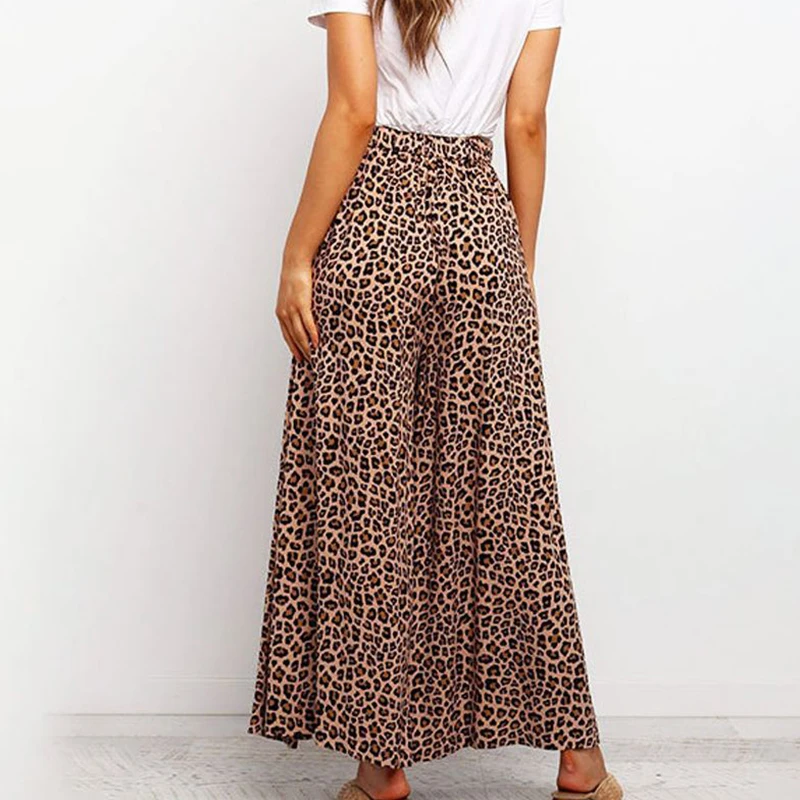 

Women High Waist Pants Women's Summer New Leopard Print Wide Leg Trousers Casual Fashion Loose Pant Ladies Clothes Streetwear