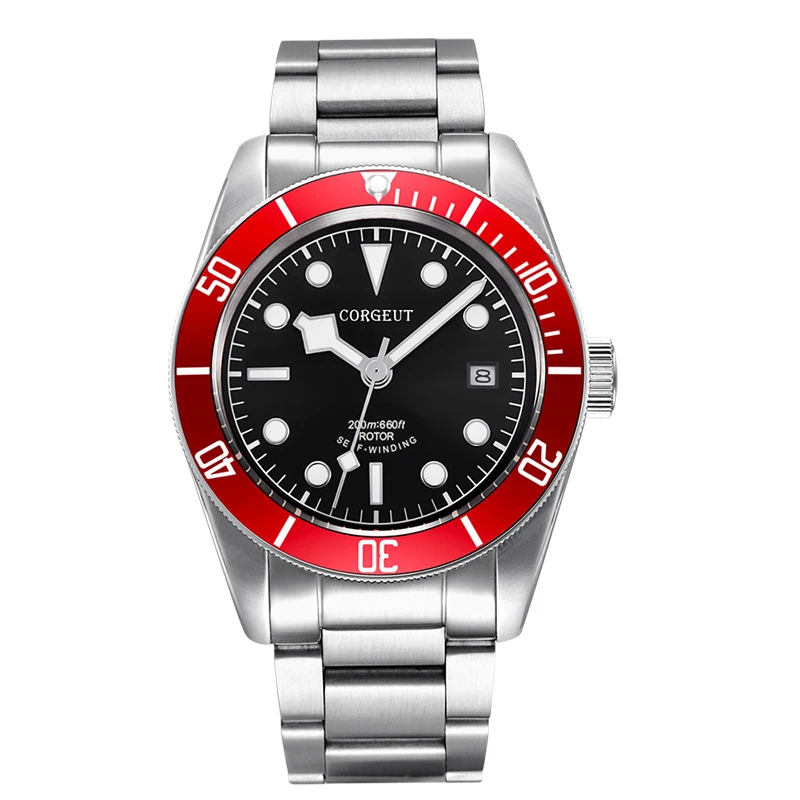 

Corgeut mens watch 41mm Stainless Steel Band Sapphire Glass Waterproof Luminous NH35 Automatic Mechanical WristWatches