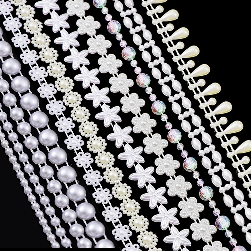 

1/2/5 yards DIY ABS Flatback Imitation Pearl Beads Chain Decor Accessories For Clothing Home Wedding Party Decoration