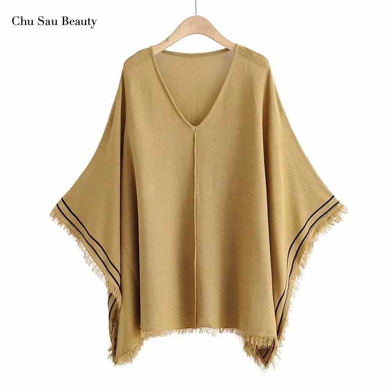 

Women's Autumn Gown-Style Tassel Dress Retro V-Neck Fashion Loose Shoulder Sleeve Knitted Cotton Dress Elegant And Comfortable