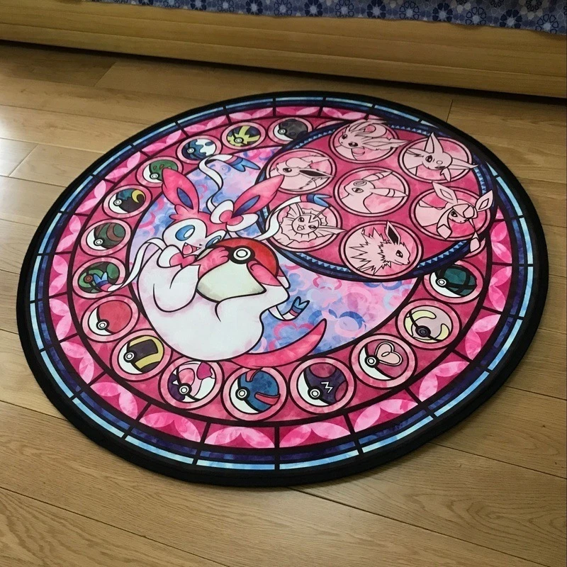 

Pokemon Round Carpet Rug Cute Cartoon Floor Rug for Living Room Bedroom Kids Room Non-Slip Play Mat Round Mat Carpet
