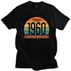 Классические мужские футболки в винтажном стиле, 1960 Ограниченная серия, футболка с короткими рукавами из чистого хлопка, футболки с круглым вырезом для 60-летнего дня рождения, 60 лет
