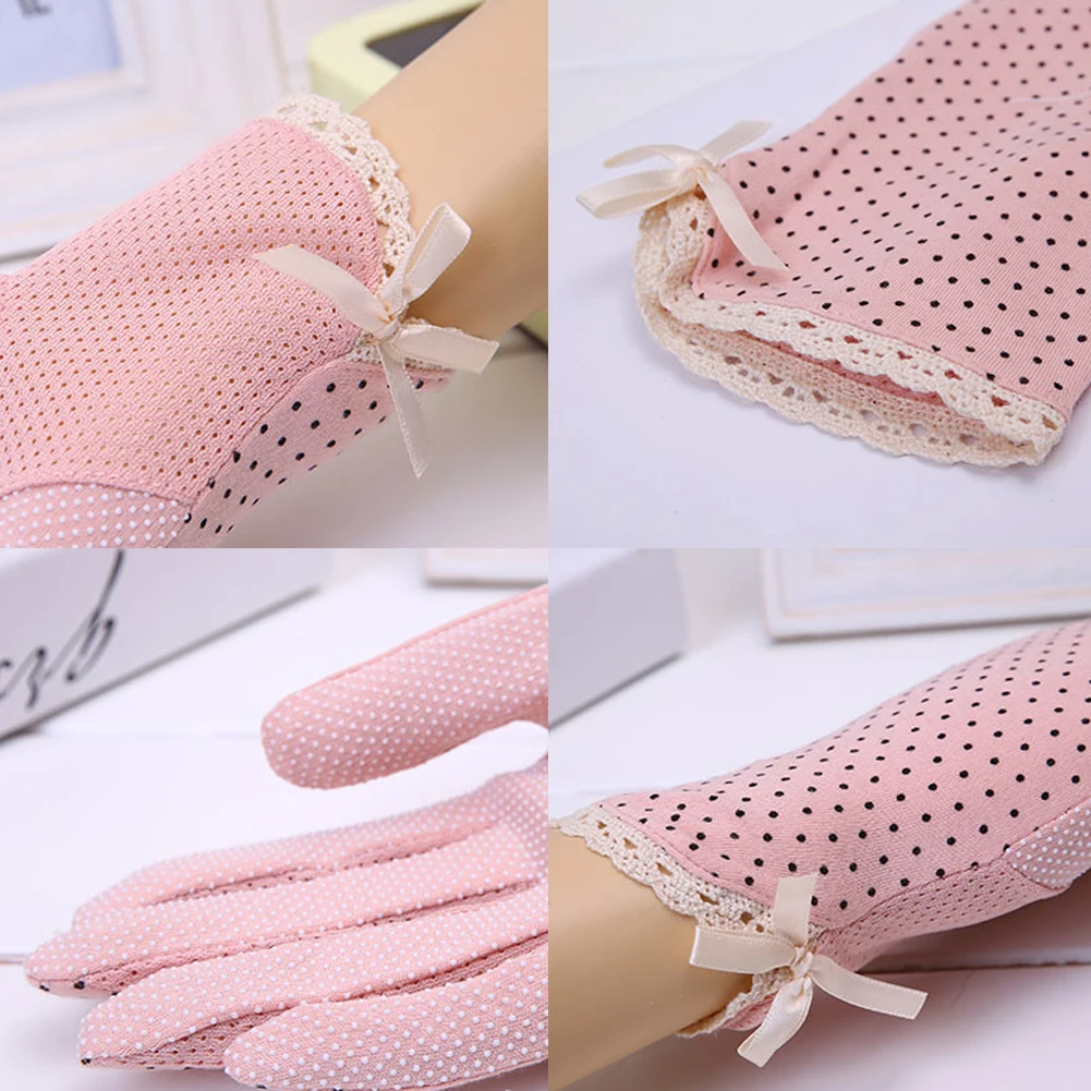 

Summer Cotton Women Lace Anti-Slip Touch Screen Sun Protection Driving Gloves