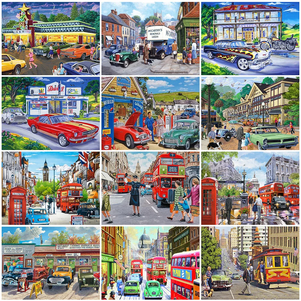 

HUACAN Diamond Painting Street Full Square Craft Kit 5D DIY Diamond Embroidery Landscape Mosaic Town Needlework Decor For Home