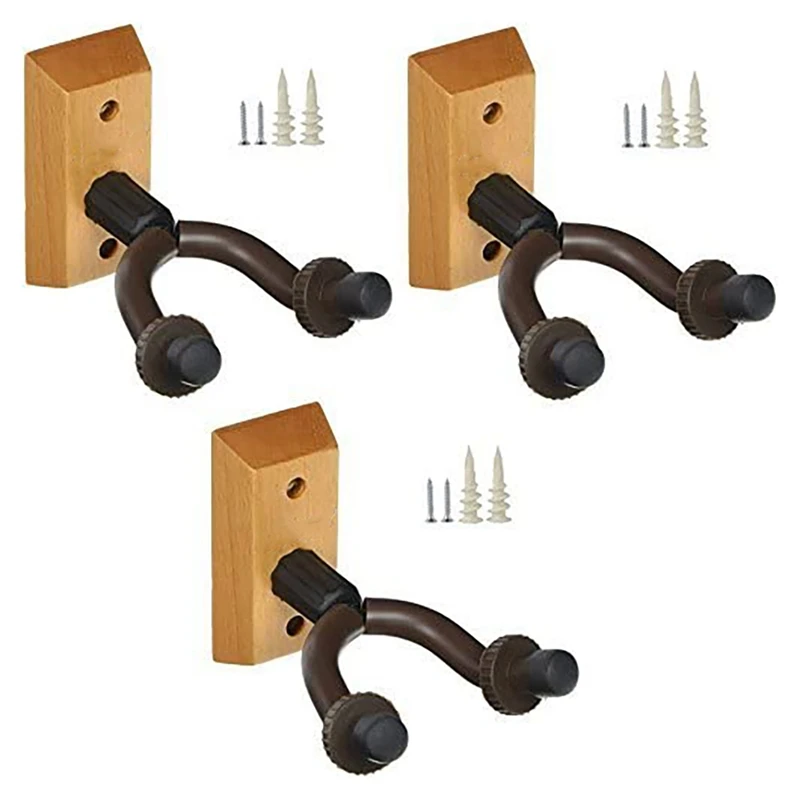 Guitar Wall Mount Hanger 3 PCS Guitar Hanger for Guitar Ukulele Bass Banjo Mandolin Guitar Hanger Instrument Display