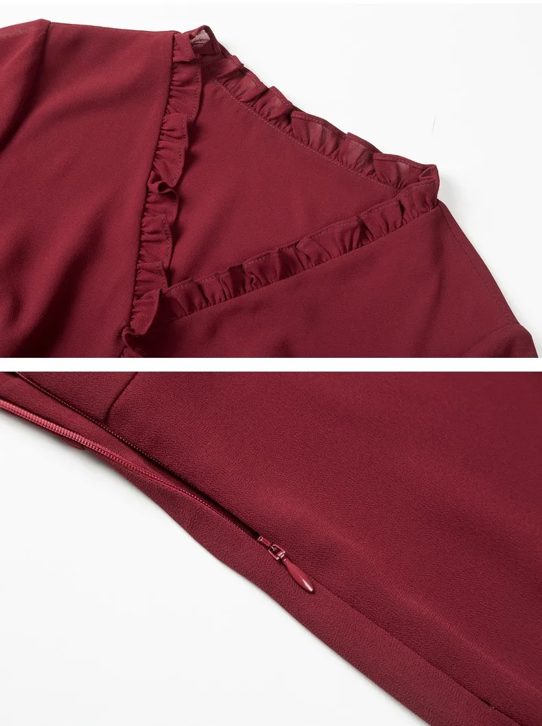 

2021 Summer New Arrival Luxury Wine Red Women Long Casual Dress