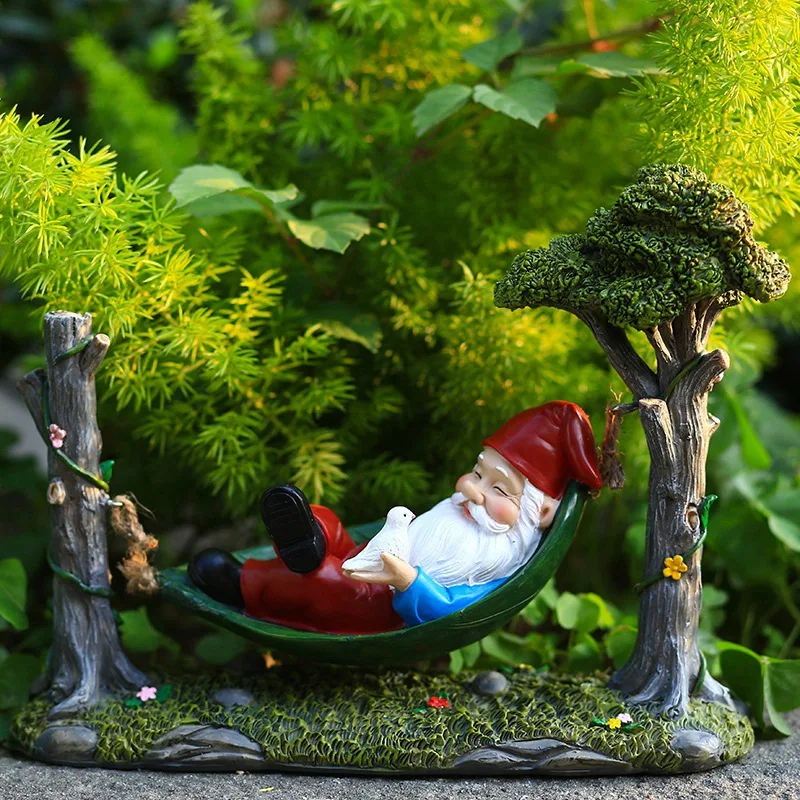 

Creative Hammocks Dwarf Outdoor Decoration Garden Gnome Statue Dwarf Ornaments Yard Lawn Garden Ornaments