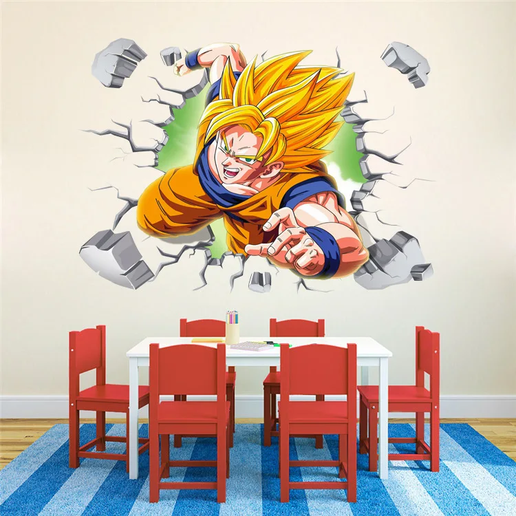 Наклейка s Виниловая Наклейка Декор Dragon Ball Z Гоку мультфильм 3D дети аниме разбиться настенное украшение для комнаты мальчик девочка стена