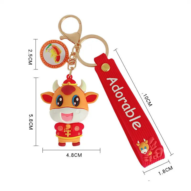 

Cute Animal Cow Key Ring Silicone Personality Cartoon Bag Pendant Key Chain Creative Animal Cow Key Ring Gift For Friends